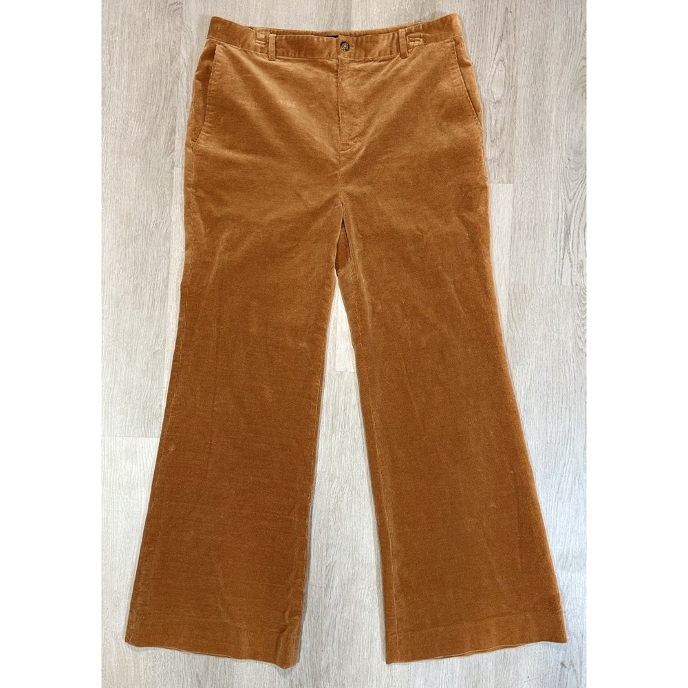 Lauren Ralph Lauren High Rise Corduroy Flare Pants Women's 14 Rust Y2K Classic